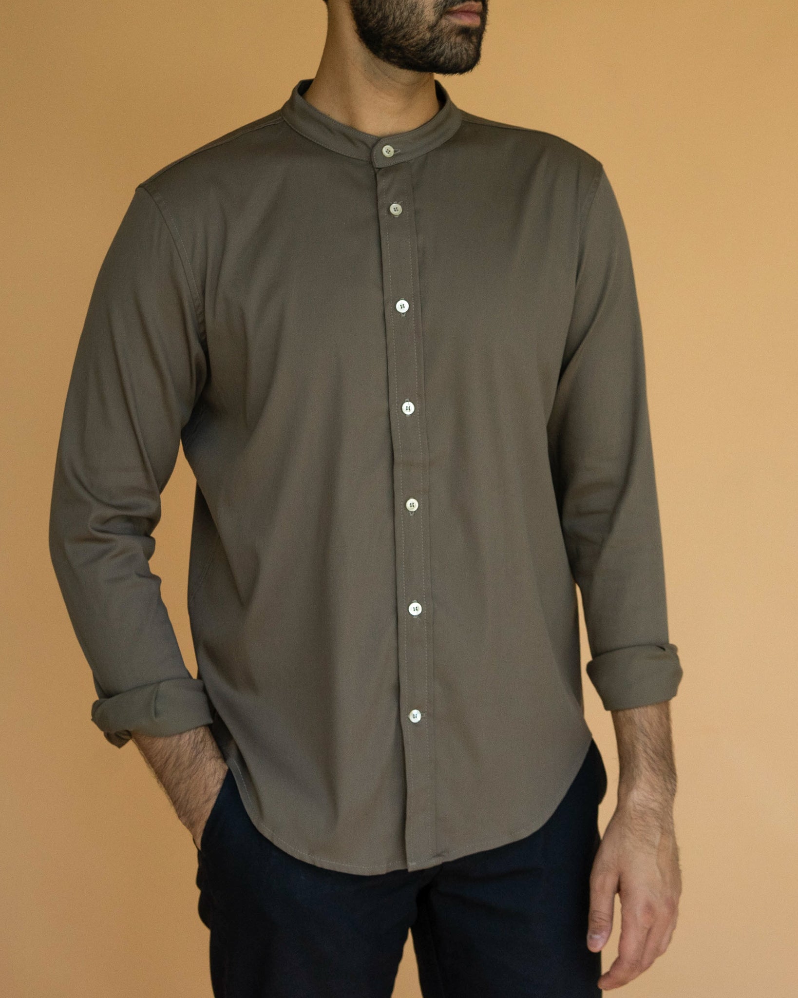 Band Collar Long Sleeve