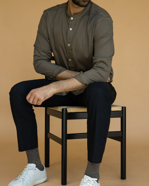 Band Collar Long Sleeve