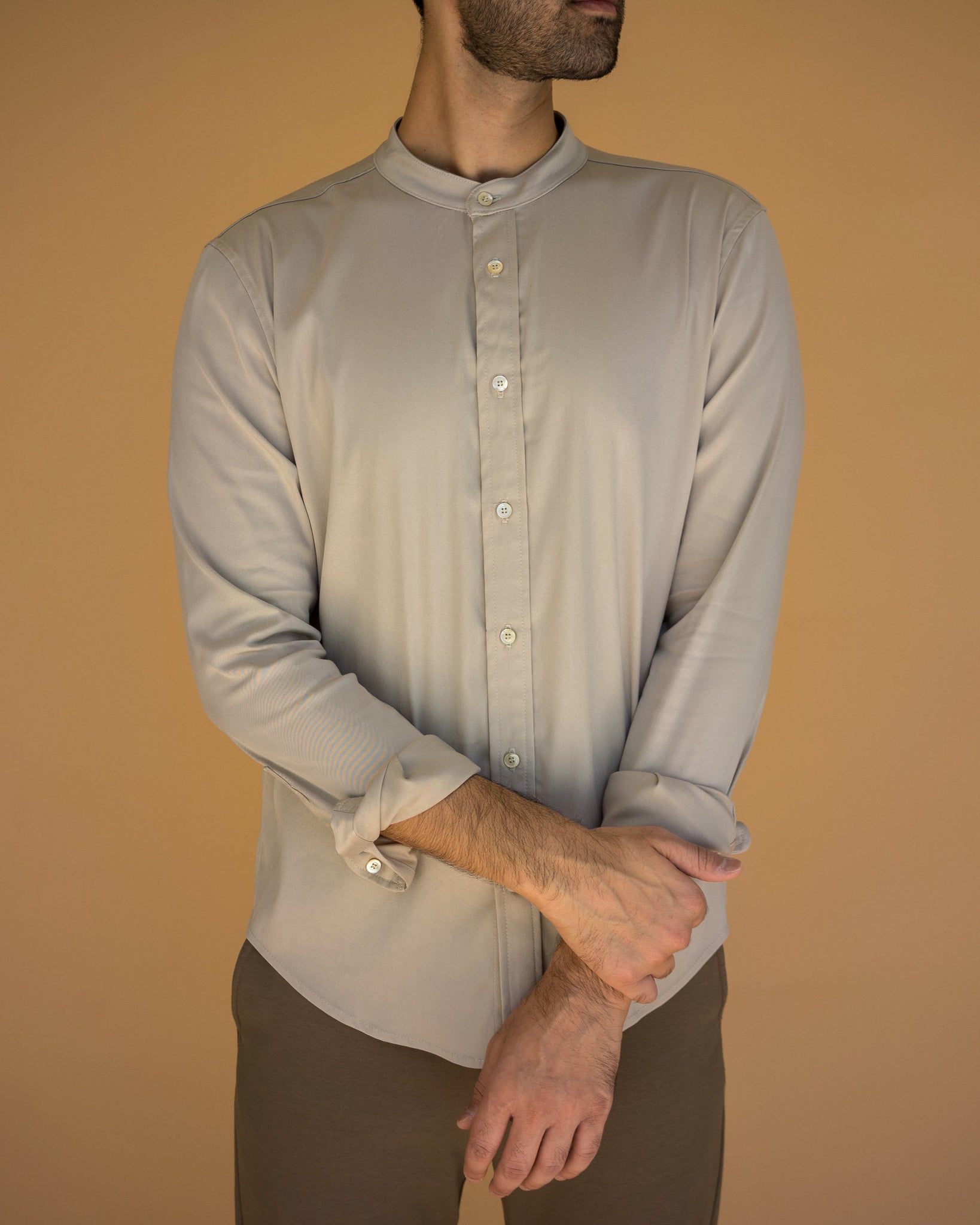 Band Collar Long Sleeve