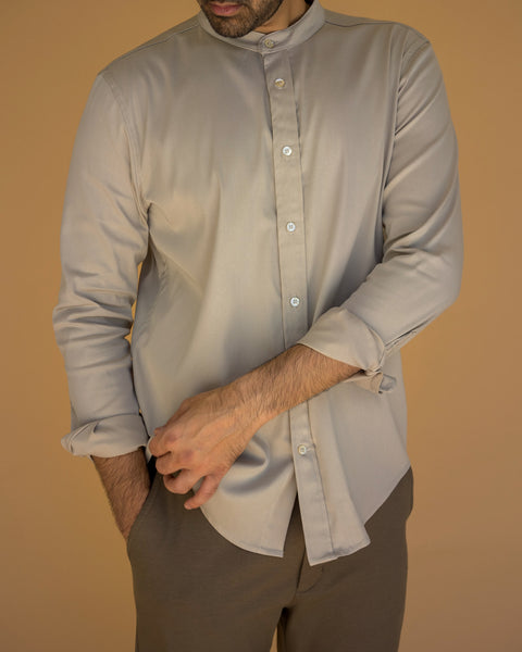 Band Collar Long Sleeve