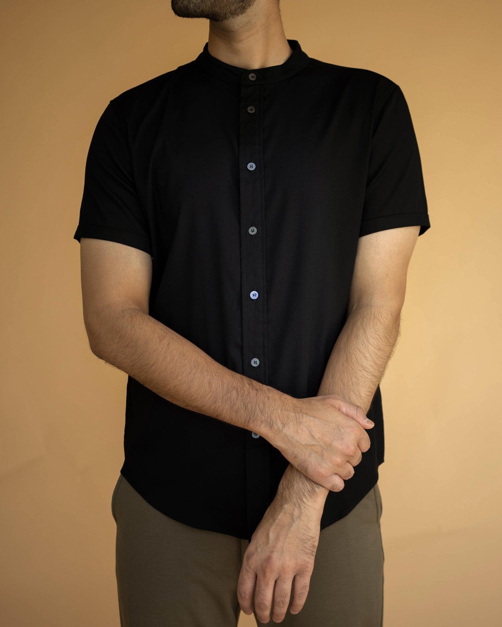 Band Collar Short Sleeve