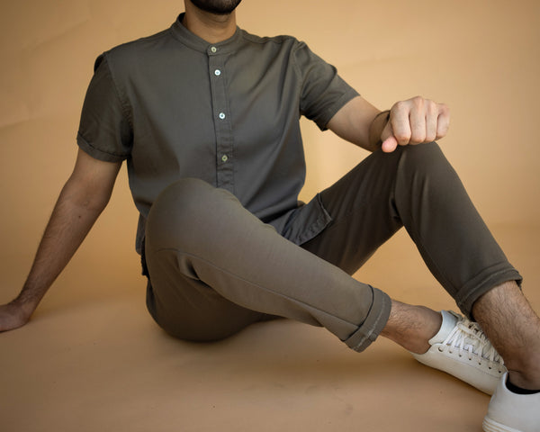 Band Collar Short Sleeve