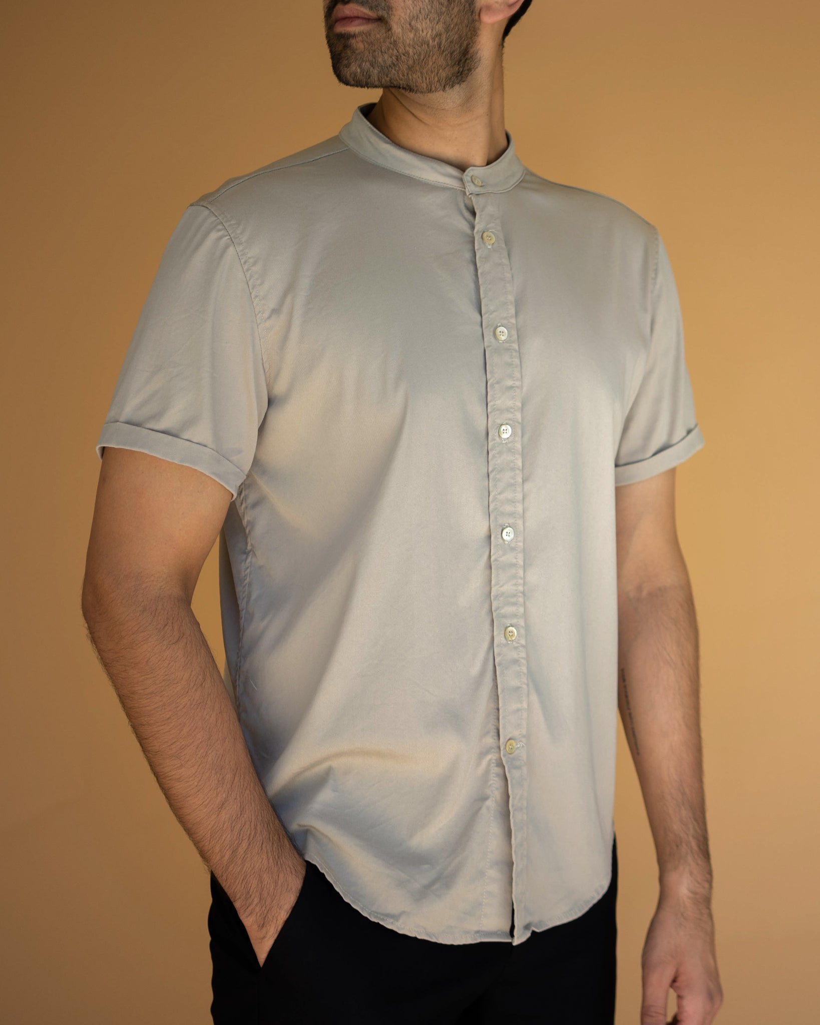 Band Collar Short Sleeve